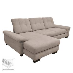 Ecksofa Chipman Webstoff Cappuccino - Longchair davorstehend links - Schlaffunktion - Bettkasten