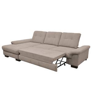 Ecksofa Chipman Webstoff Cappuccino - Longchair davorstehend links - Schlaffunktion - Bettkasten