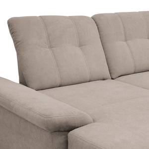 Ecksofa Chipman Webstoff Cappuccino - Longchair davorstehend links - Schlaffunktion - Bettkasten