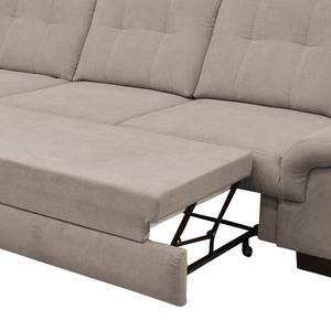 Ecksofa Chipman Webstoff Cappuccino - Longchair davorstehend links - Schlaffunktion - Bettkasten