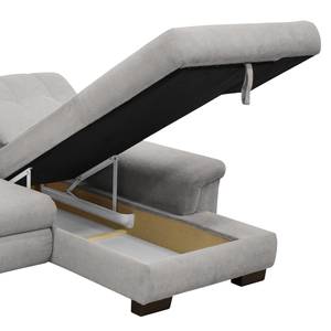 Ecksofa Chipman Webstoff Granit - Longchair davorstehend rechts - Schlaffunktion - Bettkasten