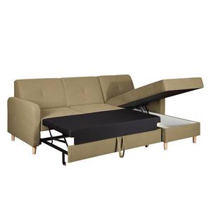 Ecksofa Clintwood (mit Schlaffunktion) Webstoff Longchair beidseitig montierbar - Cappuccino/Ecru