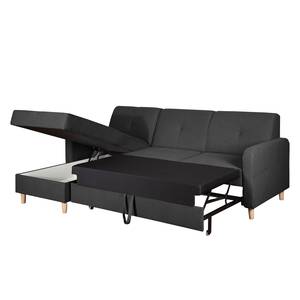 Ecksofa Clintwood (mit Schlaffunktion) Webstoff Longchair beidseitig montierbar - Dunkelgrau