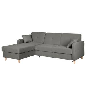 Ecksofa Clintwood (mit Schlaffunktion) Webstoff Longchair beidseitig montierbar - Platin