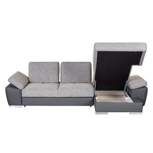 Ecksofa Cloe (mit Schlaffunktion) Kunstleder/Strukturstoff Grau Longchair davorstehend rechts