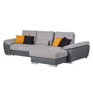 Ecksofa Cloe (mit Schlaffunktion) Kunstleder/Strukturstoff Grau Longchair davorstehend rechts