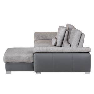 Ecksofa Cloe (mit Schlaffunktion) Kunstleder/Strukturstoff Grau Longchair davorstehend rechts