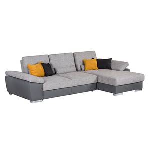 Ecksofa Cloe (mit Schlaffunktion) Kunstleder/Strukturstoff Grau Longchair davorstehend rechts