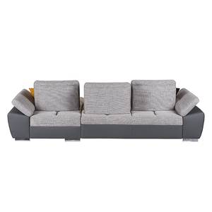 Ecksofa Cloe (mit Schlaffunktion) Kunstleder/Strukturstoff Grau Longchair davorstehend rechts