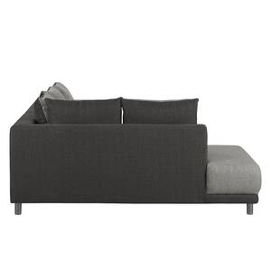 Ecksofa Colatina mit Schlaffunktion - Strukturstoff - Grau - Ottomane davorstehend links