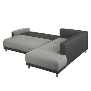 Ecksofa Colatina mit Schlaffunktion - Strukturstoff - Grau - Ottomane davorstehend rechts