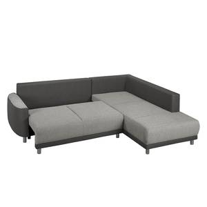 Ecksofa Colatina mit Schlaffunktion - Strukturstoff - Grau - Ottomane davorstehend rechts