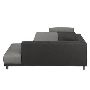 Ecksofa Colatina mit Schlaffunktion - Strukturstoff - Grau - Ottomane davorstehend rechts