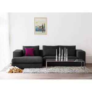 Ecksofa Columbia Webstoff Stoff Dara: Anthrazit - Longchair davorstehend links