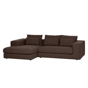 Ecksofa Columbia Webstoff Stoff Dara: Braun - Longchair davorstehend links