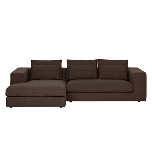 Ecksofa Columbia Webstoff Stoff Dara: Braun - Longchair davorstehend links