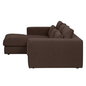 Ecksofa Columbia Webstoff Stoff Dara: Braun - Longchair davorstehend links