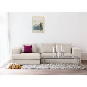 Ecksofa Columbia Webstoff Stoff Dara: Creme - Longchair davorstehend links