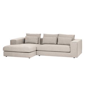 Hoekbank Columbia geweven stof - Stof Valura: Beige - Longchair vooraanzicht links