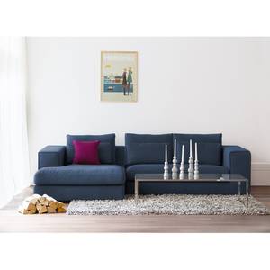 Ecksofa Columbia Webstoff Stoff Valura: Blau - Longchair davorstehend links