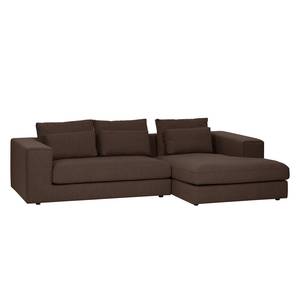 Ecksofa Columbia Webstoff Stoff Dara: Braun - Longchair davorstehend rechts