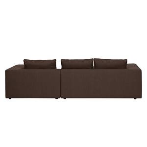 Ecksofa Columbia Webstoff Stoff Dara: Braun - Longchair davorstehend rechts