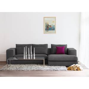 Ecksofa Columbia Webstoff Stoff Dara: Grau - Longchair davorstehend rechts