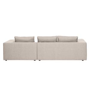 Hoekbank Columbia geweven stof - Stof Valura: Beige - Longchair vooraanzicht rechts