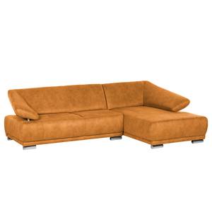 Ecksofa Cona Microfaser Longchair/Ottomane davorstehend rechts - Terrakotta