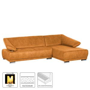 Ecksofa Cona Microfaser Longchair/Ottomane davorstehend rechts - Terrakotta