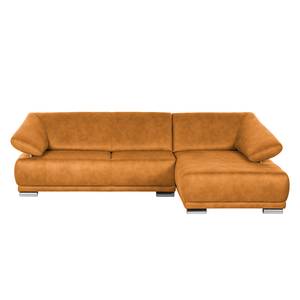 Ecksofa Cona Microfaser Longchair/Ottomane davorstehend rechts - Terrakotta