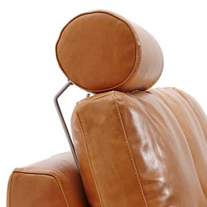 Canapé d'angle Concept101-M Cuir véritable - Cognac - Méridienne courte à gauche (vue de face) - Avec appui-tête