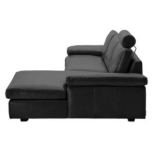 Ecksofa Concept101-M Echtleder - Anthrazit - Longchair davorstehend rechts - Mit Kopfstütze