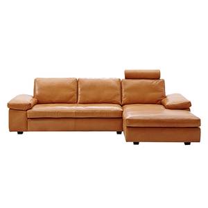 Ecksofa Concept101-M Echtleder - Cognac - Longchair davorstehend rechts - Mit Kopfstütze