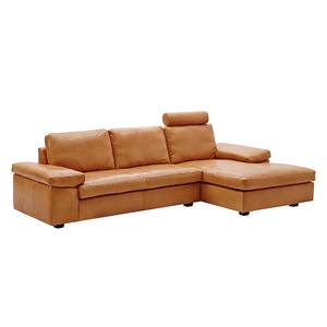 Ecksofa Concept101-M Echtleder - Cognac - Longchair davorstehend rechts - Mit Kopfstütze