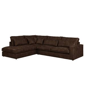 Ecksofa Coolock Antiklederlook Braun - Ottomane davorstehend links