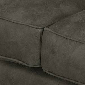 Canapé d'angle Coolock Aspect cuir vieilli - Gris marron - Méridienne longue à gauche (vue de face)