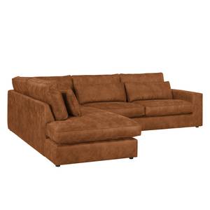 Ecksofa Coolock Antiklederlook Cognac - Ottomane davorstehend links