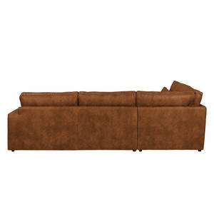 Ecksofa Coolock Antiklederlook Cognac - Ottomane davorstehend links