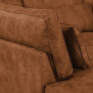 Ecksofa Coolock Antiklederlook Cognac - Ottomane davorstehend links