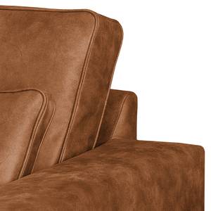 Ecksofa Coolock Antiklederlook Cognac - Ottomane davorstehend links