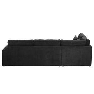 Ecksofa Coolock Cord Schwarz - Ottomane davorstehend links