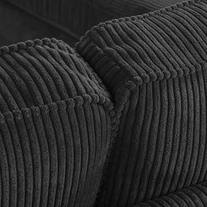 Canapé d'angle Coolock Velours côtelé - Noir - Méridienne longue à gauche (vue de face)