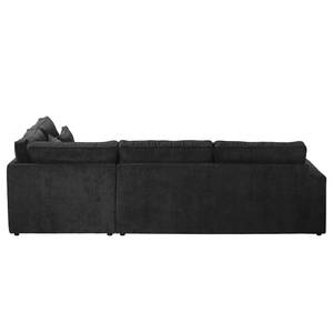 Ecksofa Coolock Cord Schwarz - Ottomane davorstehend rechts