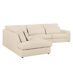 Ecksofa Coolock Webstoff Creme - Ottomane davorstehend links