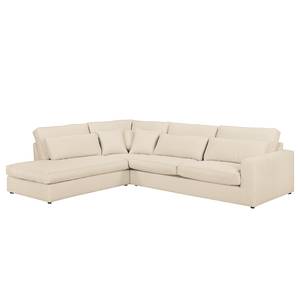 Ecksofa Coolock Webstoff Creme - Ottomane davorstehend links