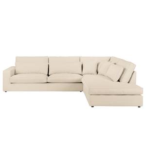 Ecksofa Coolock Webstoff Creme - Ottomane davorstehend rechts