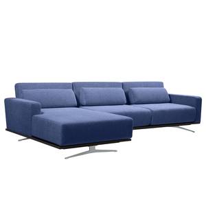 Ecksofa Copperfield I mit Schlaffunktion Webstoff - Stoff Bora: Blau - Longchair davorstehend links