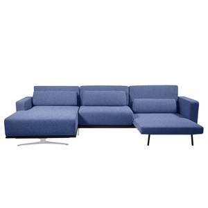 Ecksofa Copperfield I mit Schlaffunktion Webstoff - Stoff Bora: Blau - Longchair davorstehend links