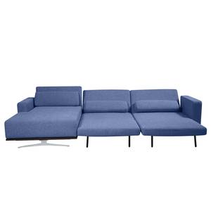 Ecksofa Copperfield I mit Schlaffunktion Webstoff - Stoff Bora: Blau - Longchair davorstehend links